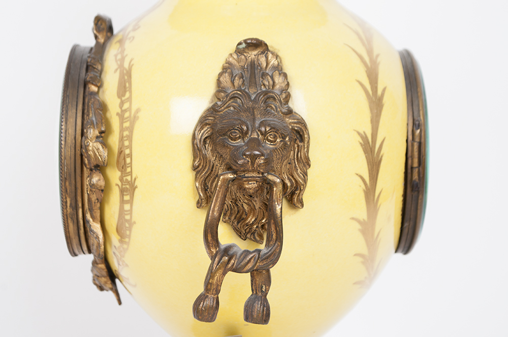 Antique Imperial Yellow Garniture Clock