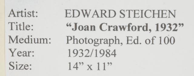 Edward Steichen Limited Edition Gelatin-Silver Print "Joan Crawford"