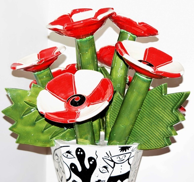Robert Kvenild Ceramic Flower Pot  Sculpture
