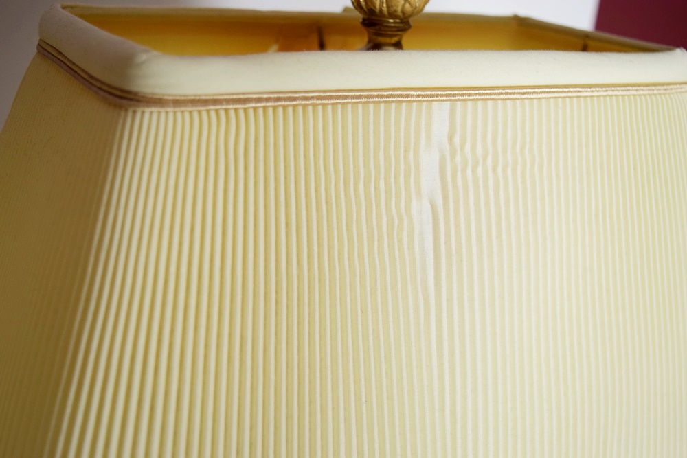 Pair of Gold Seated Lion table Lamps Having Rectangular Pleated Shades