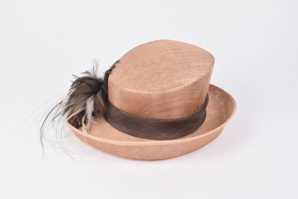 Emma B. Designer Cellophane Hat with Feathers