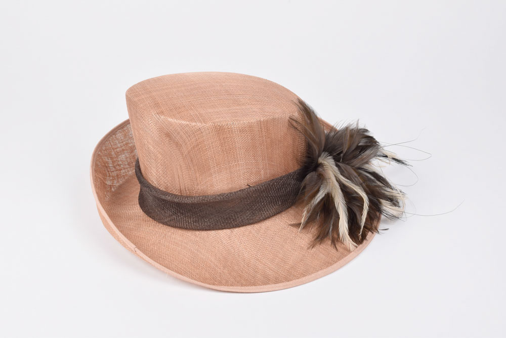 Emma B. Designer Cellophane Hat with Feathers