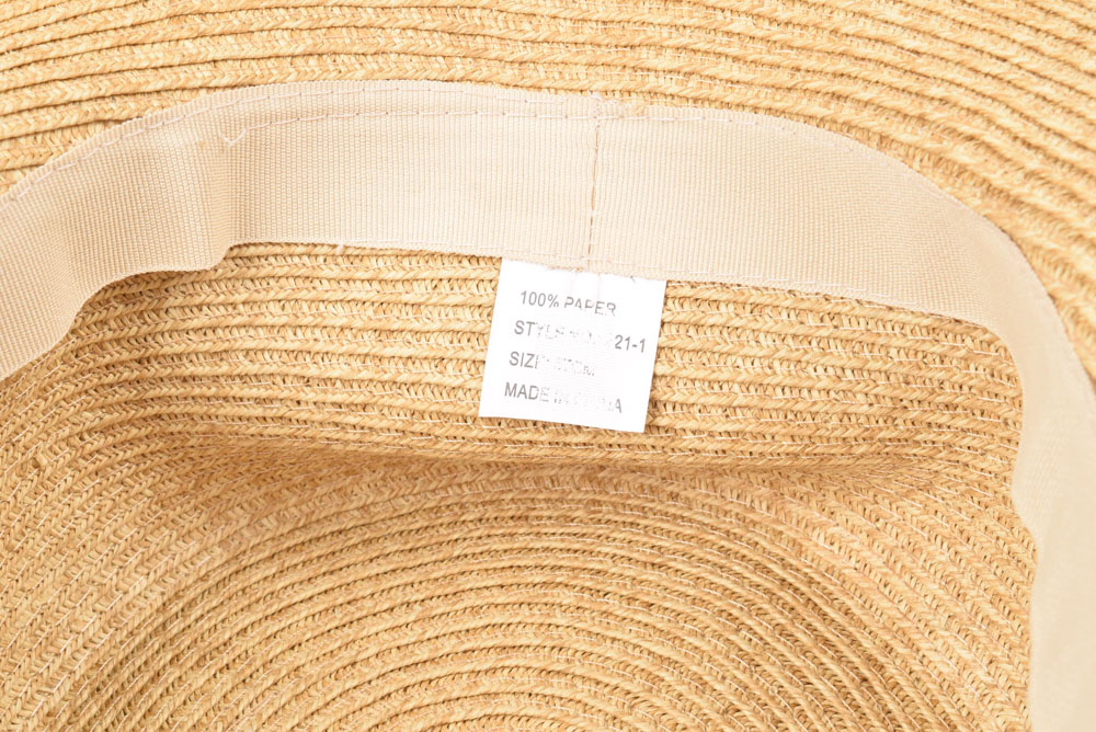 Woven Paper Straw Hat with Brown Tie Band