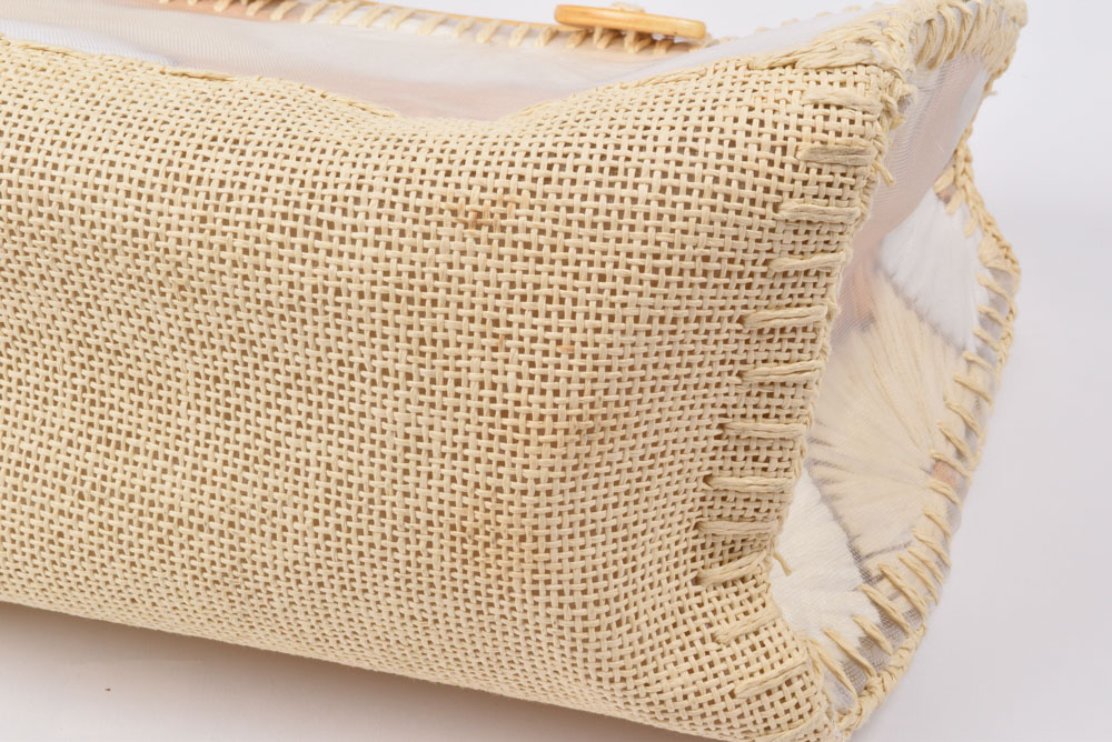 Handmade Straw Handbag with Wooden Handles