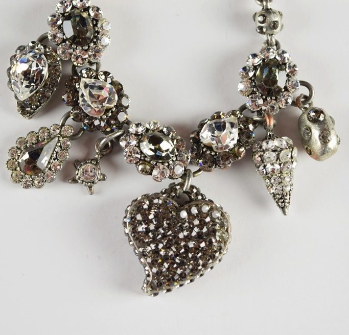 Otazu Pave Crystal Heart Necklace and Bracelet