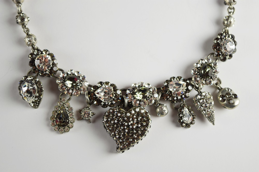 Otazu Pave Crystal Heart Necklace and Bracelet