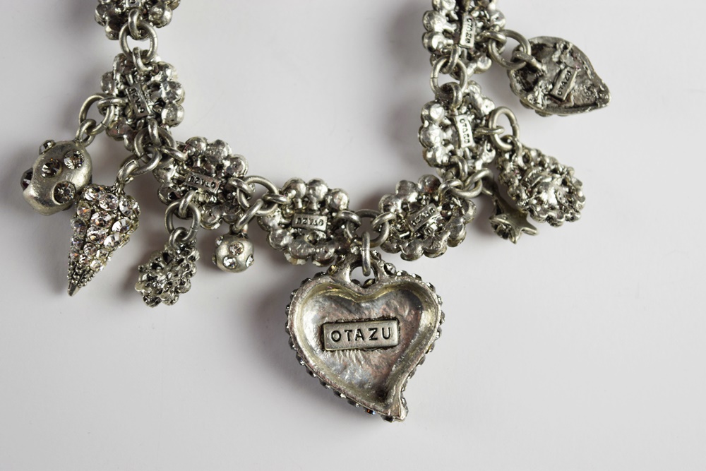Otazu Pave Crystal Heart Necklace and Bracelet