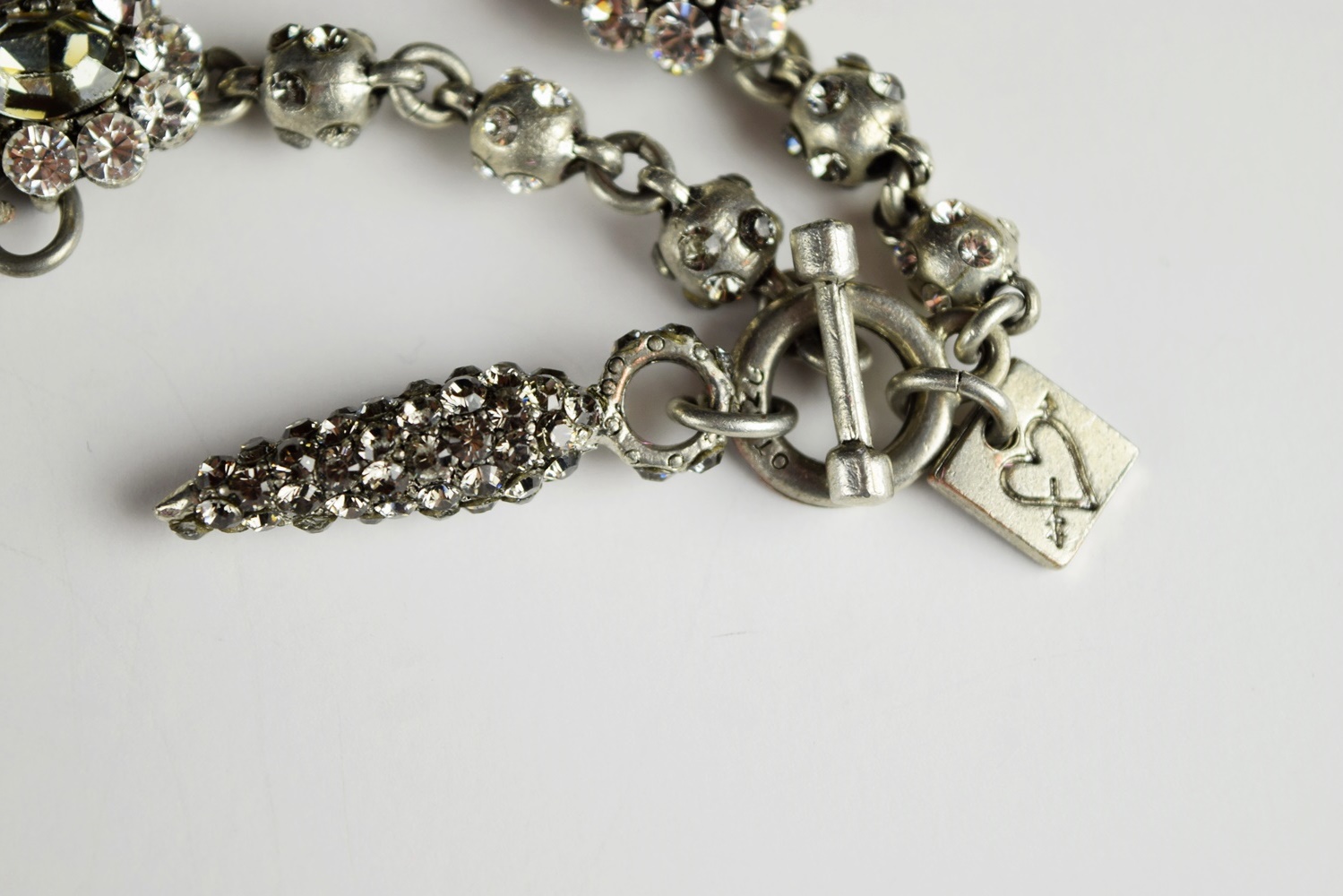 Otazu Pave Crystal Heart Necklace and Bracelet