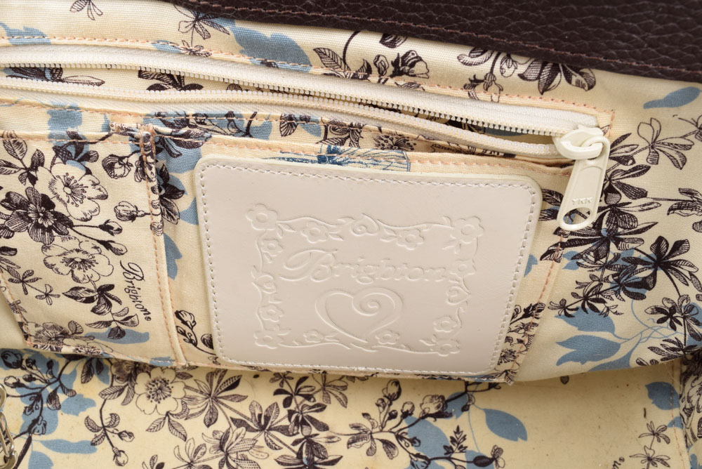 Brighton Leather and Woven Straw Handbag