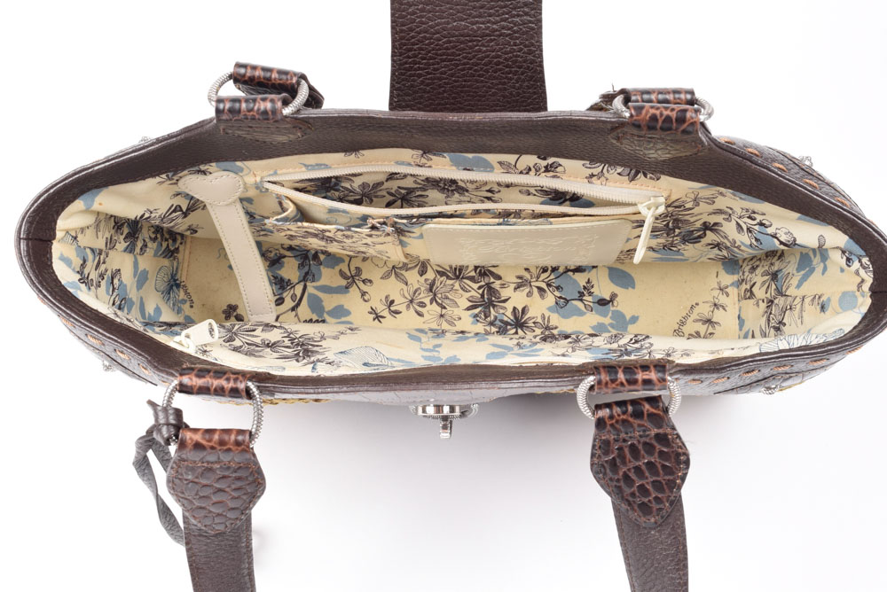 Brighton Leather and Woven Straw Handbag