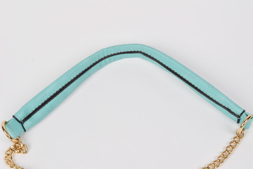 YOKI Aqua Blue Vegan Faux Leather Fringe Purse with Goldtone Chain Strap