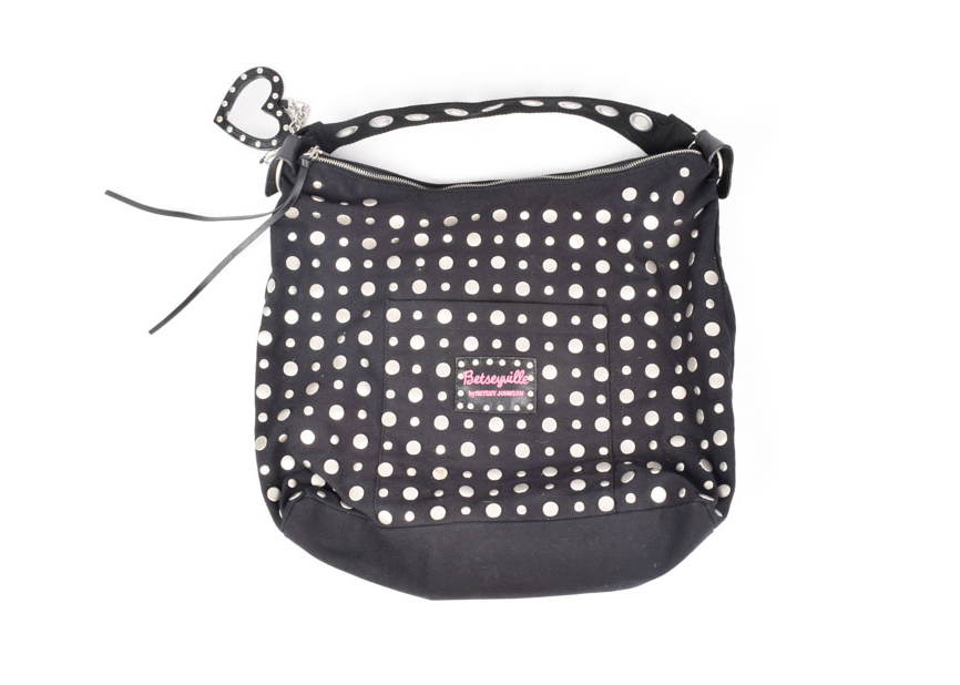 Betseyville by Betsey Johnson Black Cotton Handbag with Studs