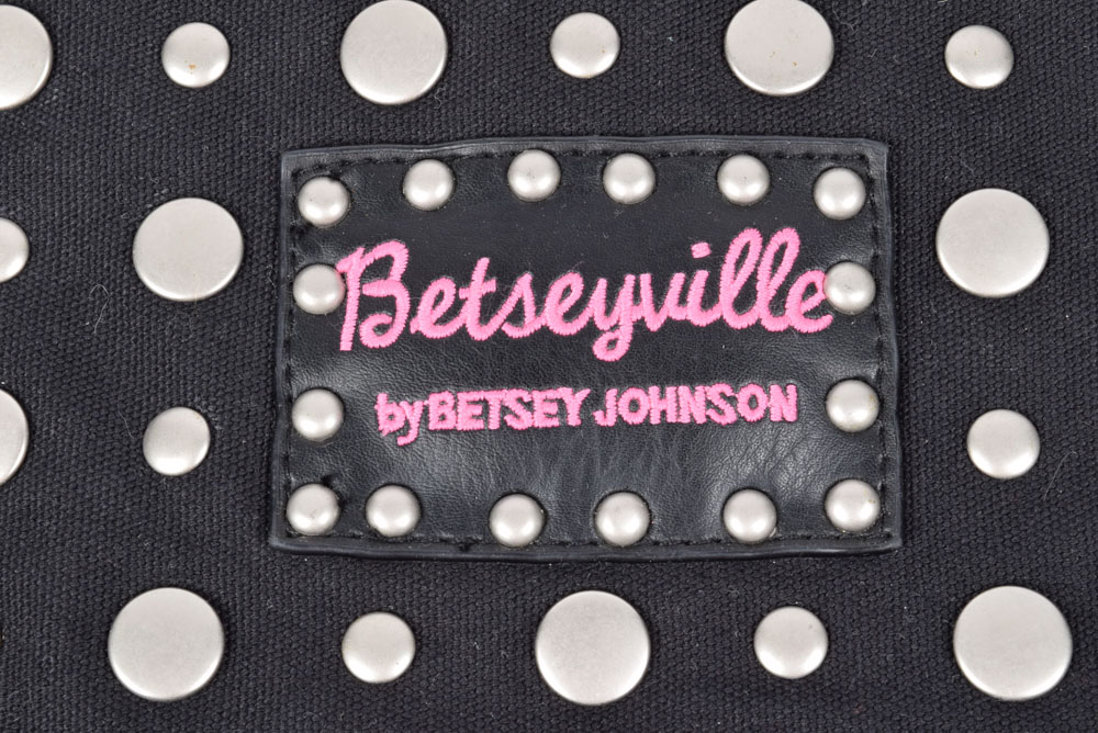 Betseyville by Betsey Johnson Black Cotton Handbag with Studs