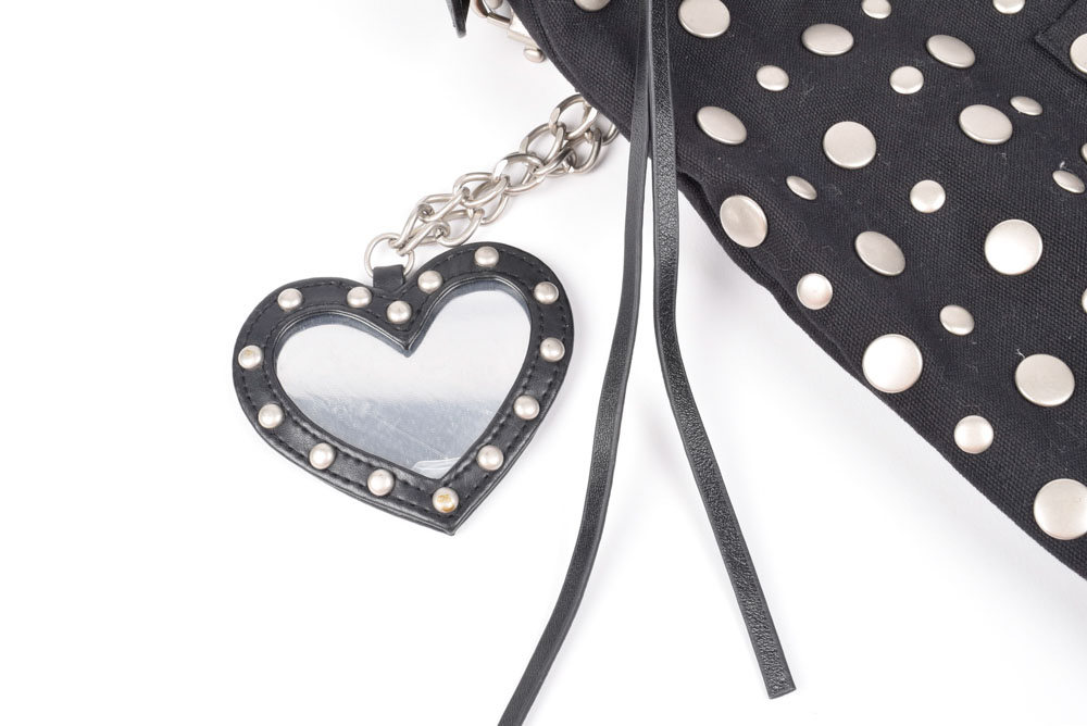 Betseyville by Betsey Johnson Black Cotton Handbag with Studs
