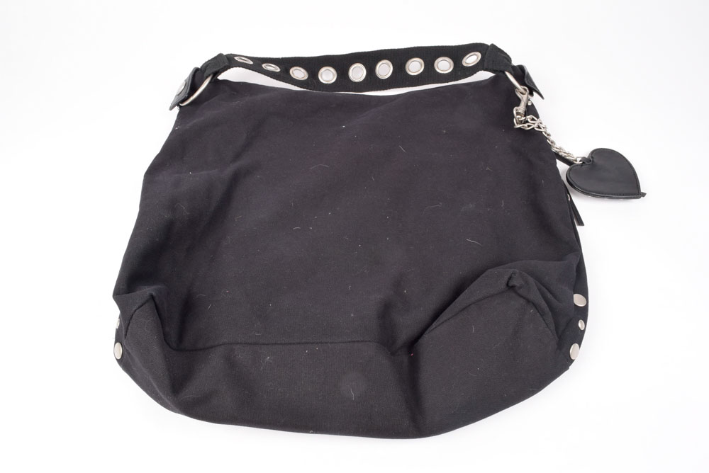 Betseyville by Betsey Johnson Black Cotton Handbag with Studs