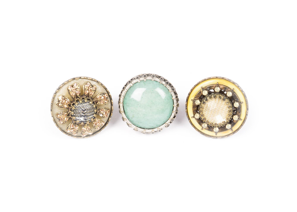 Three Large Ollipop Brand Adjustable Rings