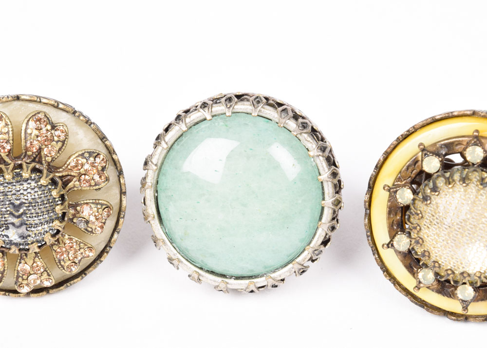 Three Large Ollipop Brand Adjustable Rings