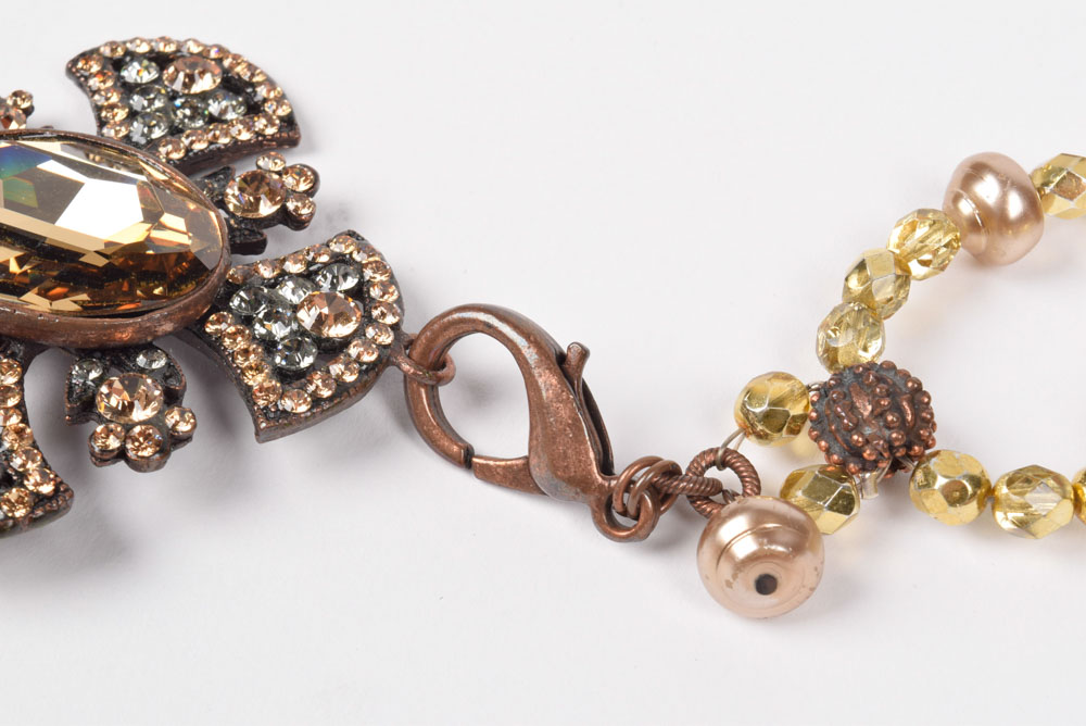 Large Rhinestone and Beaded Belt with Cross