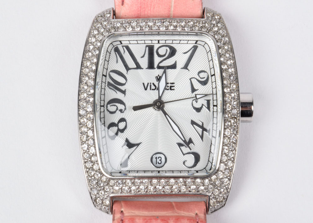 Visage Rhinestone Encrusted Watch