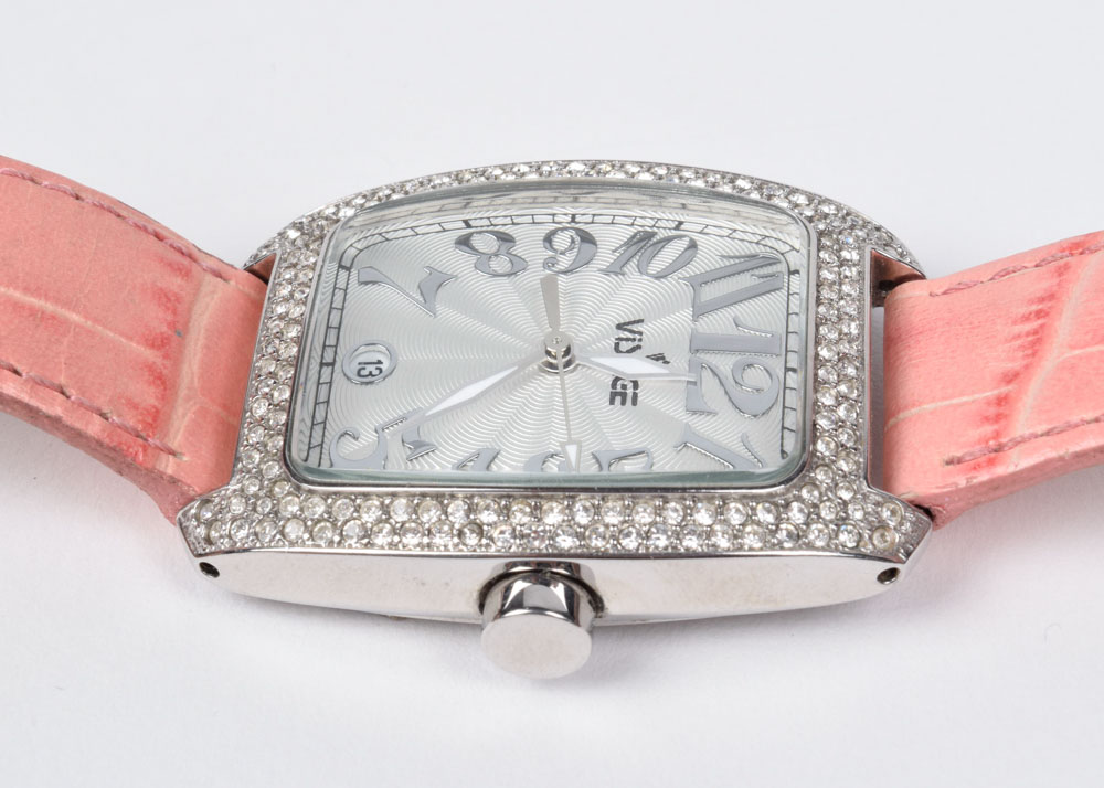 Visage Rhinestone Encrusted Watch