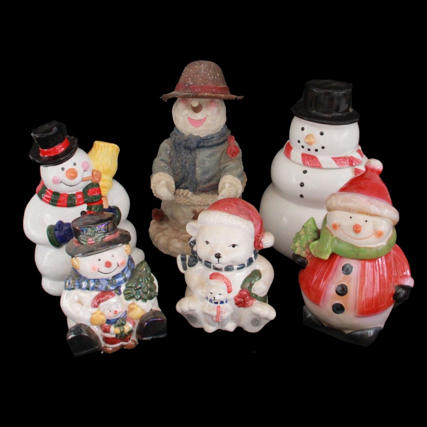 Snowman Cookie Jars and Decor