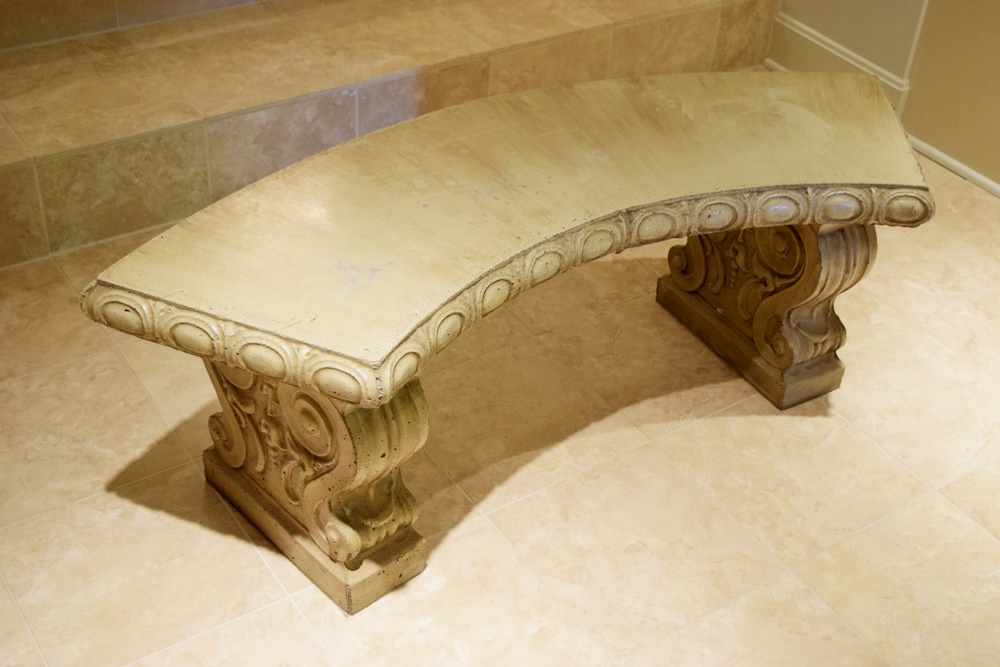 Curved Cement Bench in Painted Finish