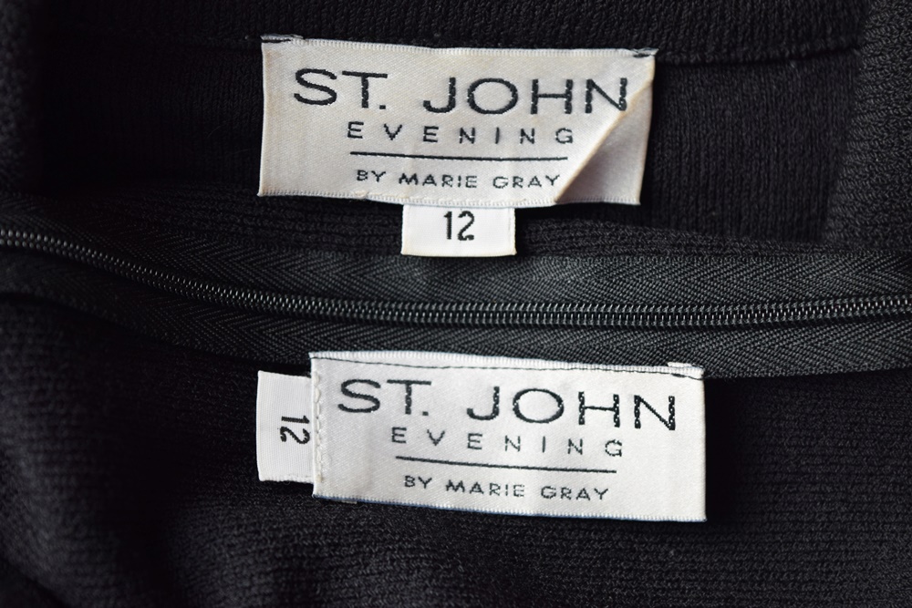 St.John Black Knit Sequin Gown and Jacket, Size 12