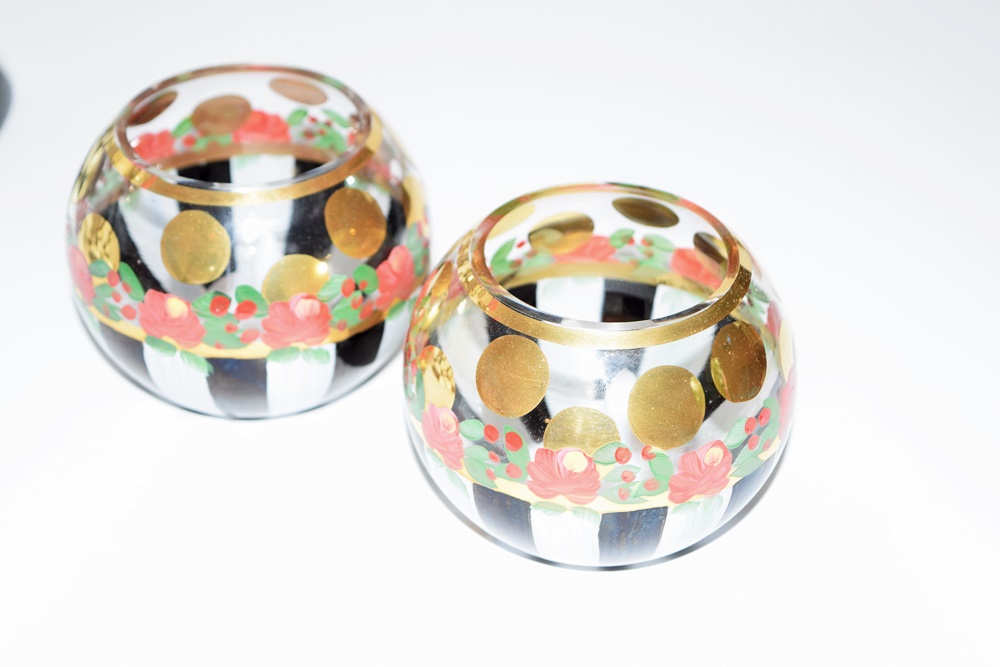 MacKenzie-Childs "Courtly Check" Candlesticks and Votives