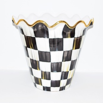 Large MacKenzie-Childs Ceramic Pot and Small Rug