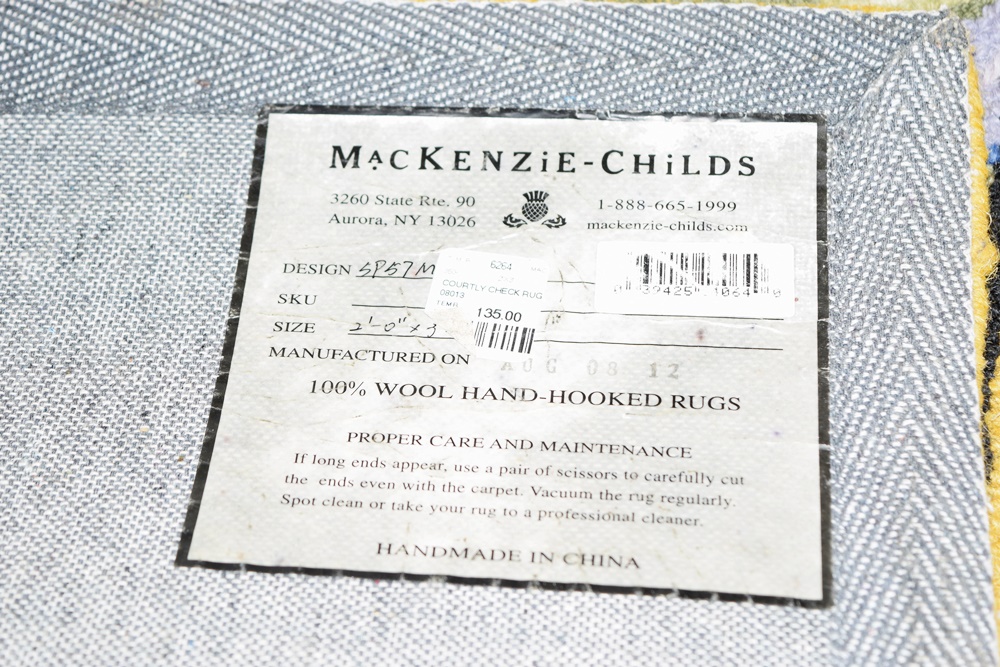 Large MacKenzie-Childs Ceramic Pot and Small Rug