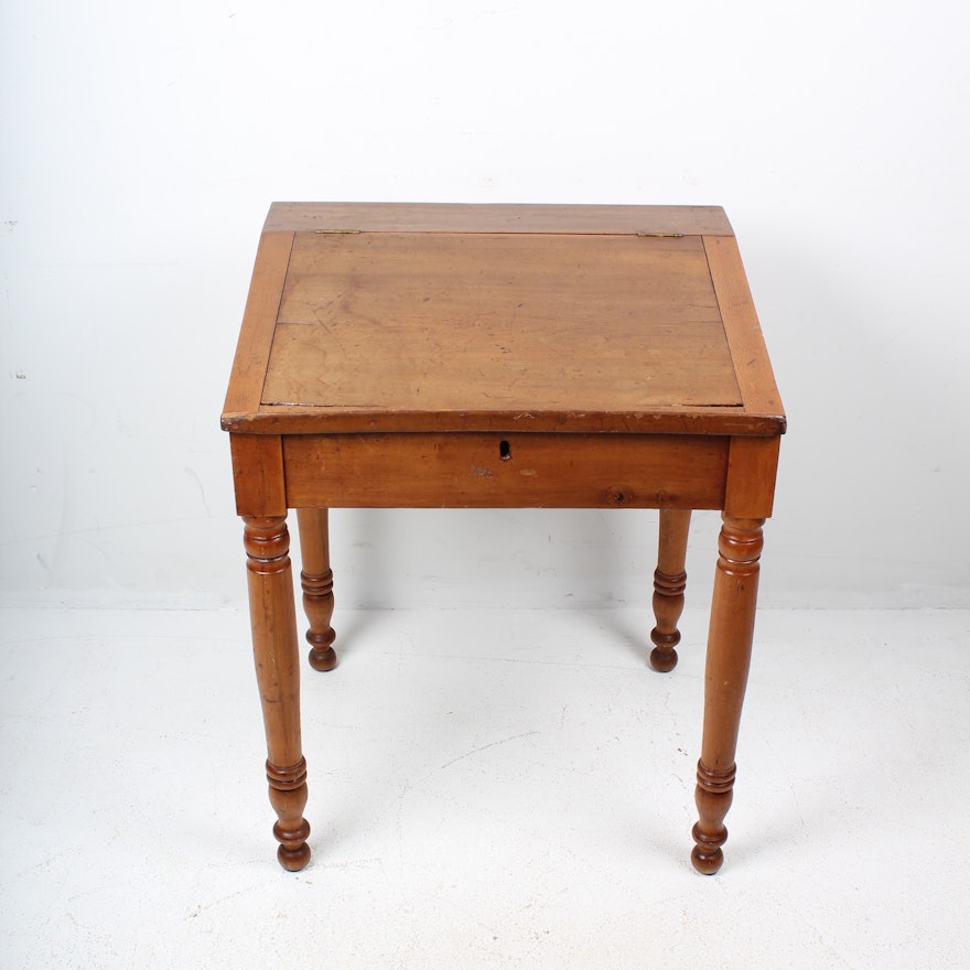 Antique Slant Top Writing Desk with Lift Top