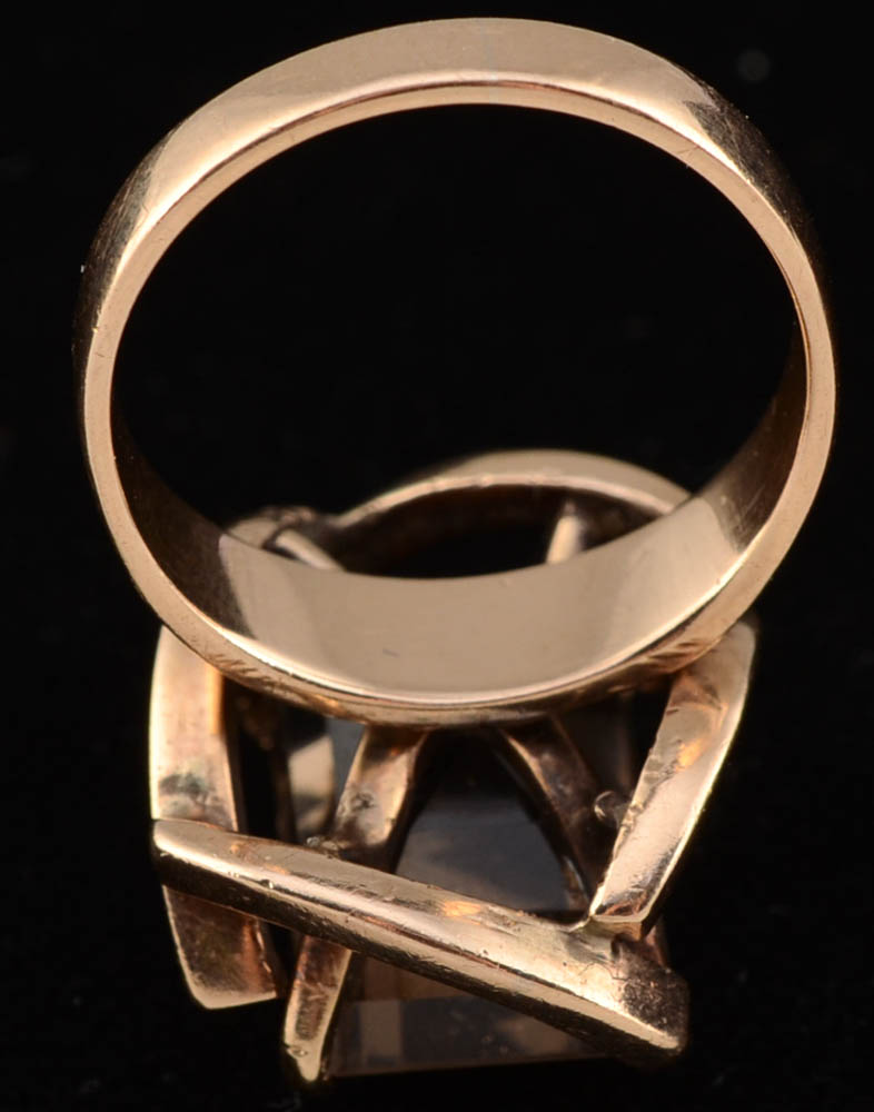 Vintage 10K Rose Gold and Smoky Quartz Ring