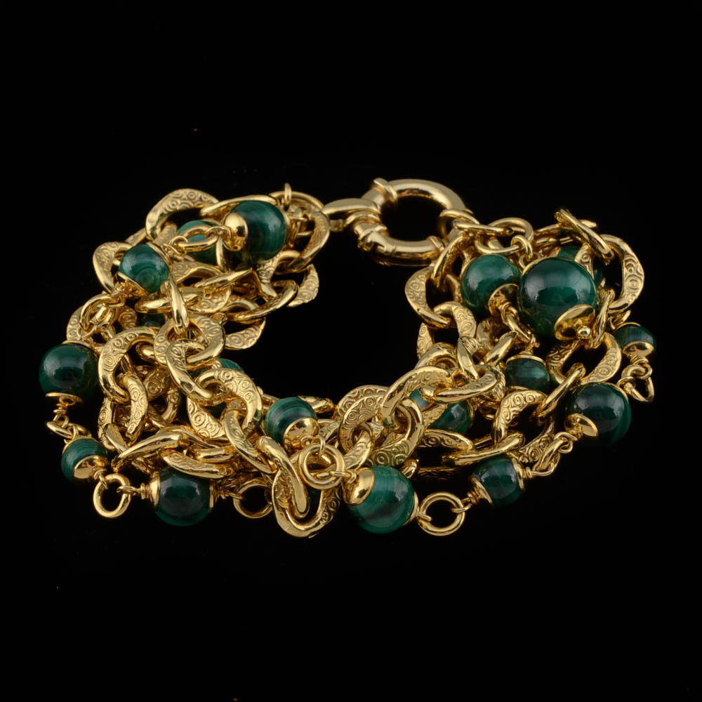 Italian Vermeil and Malachite Bracelet