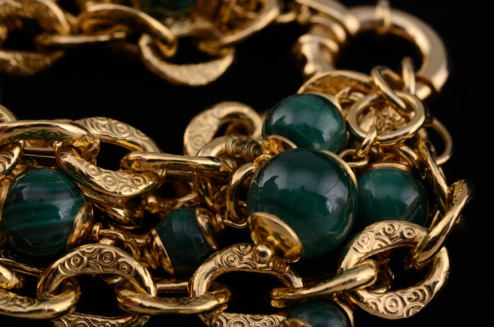 Italian Vermeil and Malachite Bracelet