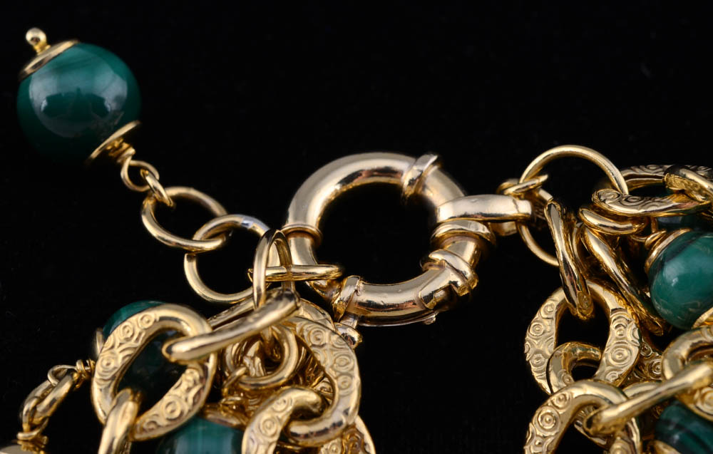Italian Vermeil and Malachite Bracelet