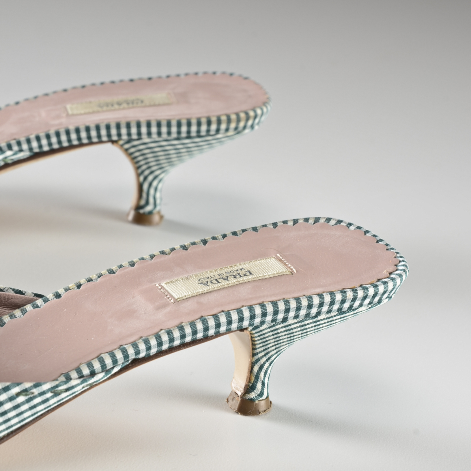 Prada Gingham Pointed Toe Slip On Pumps