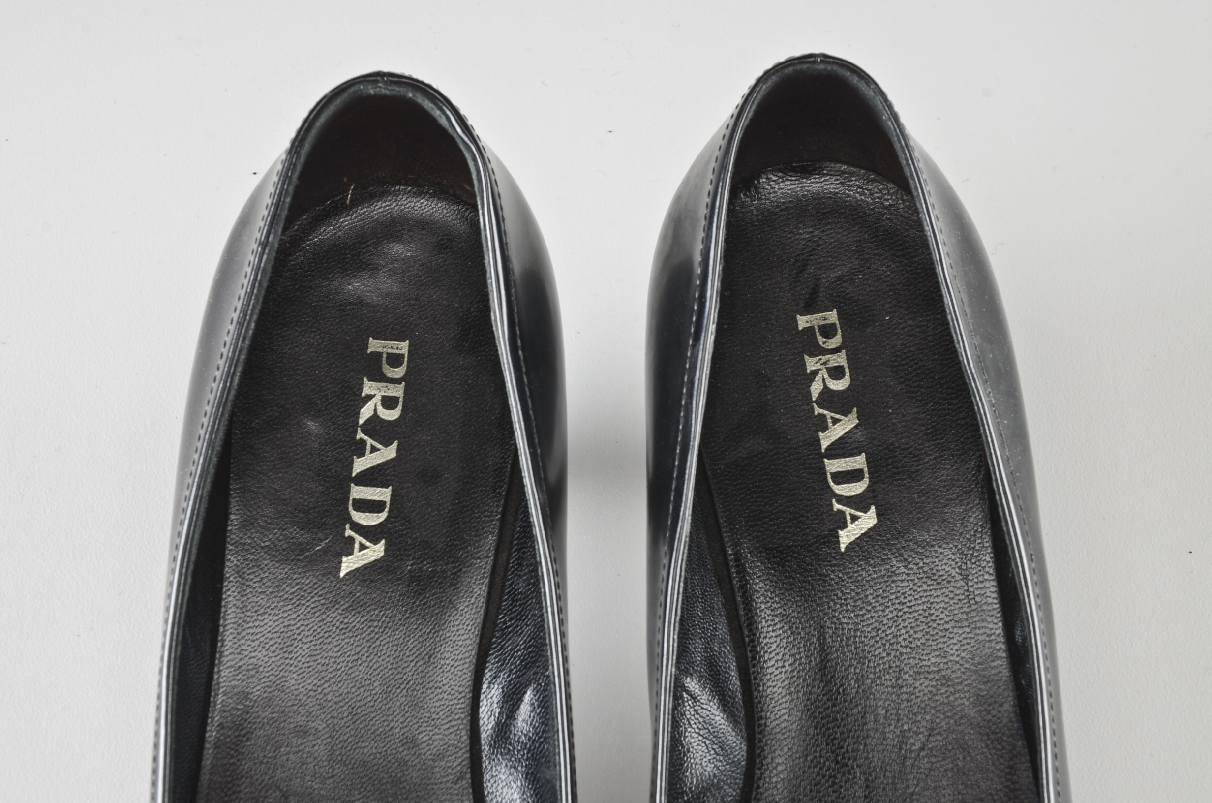 Prada Patent Leather Kitten Heel Loafers