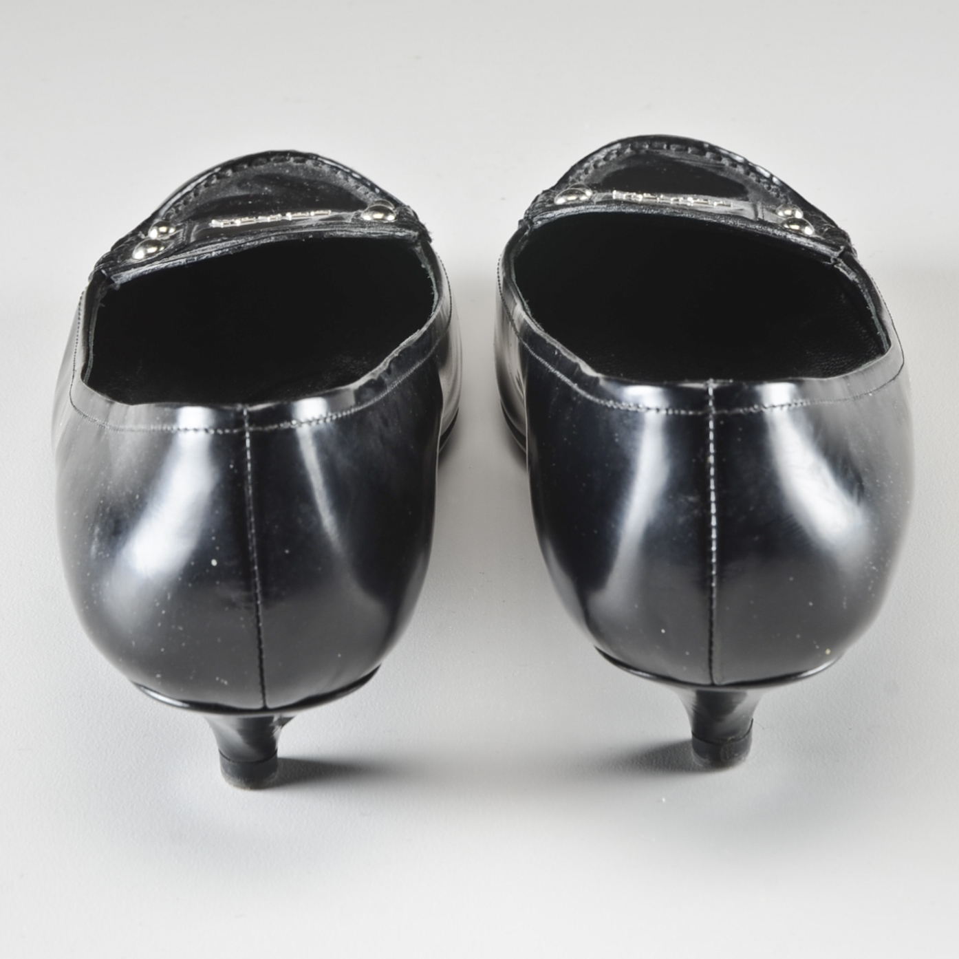 Prada Patent Leather Kitten Heel Loafers