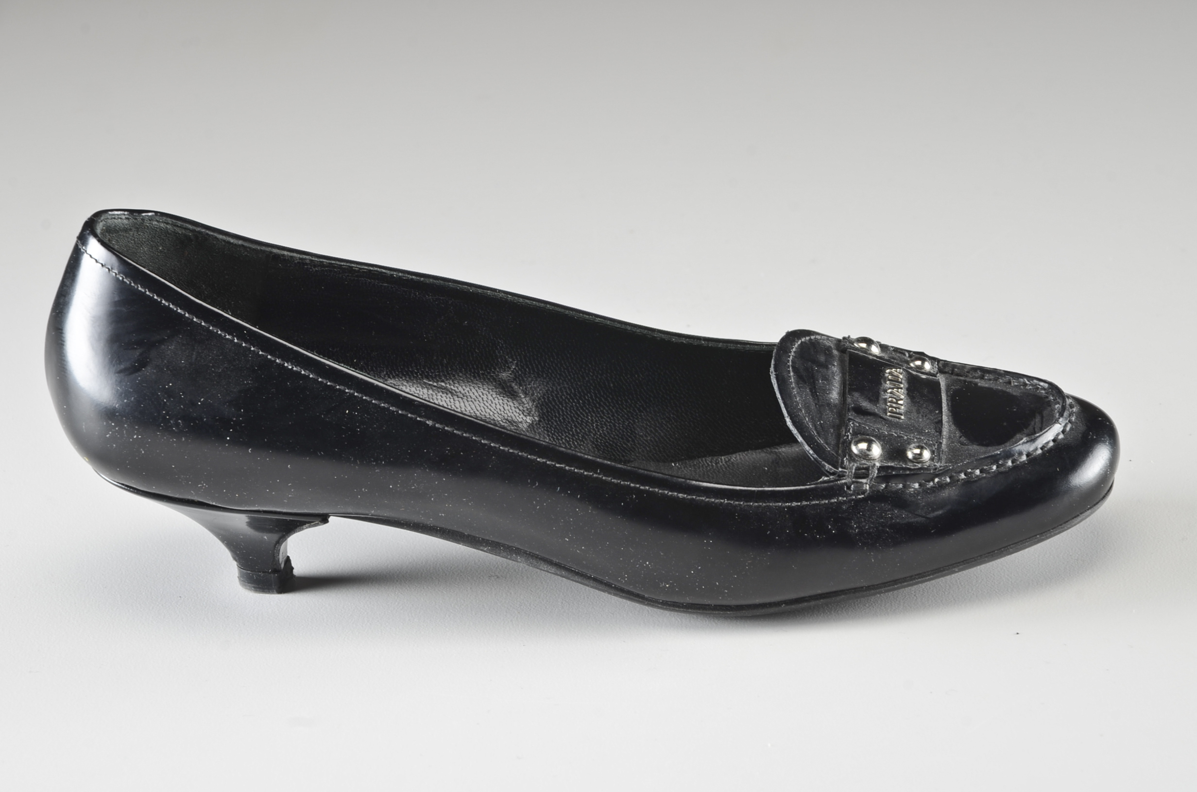 Prada Patent Leather Kitten Heel Loafers