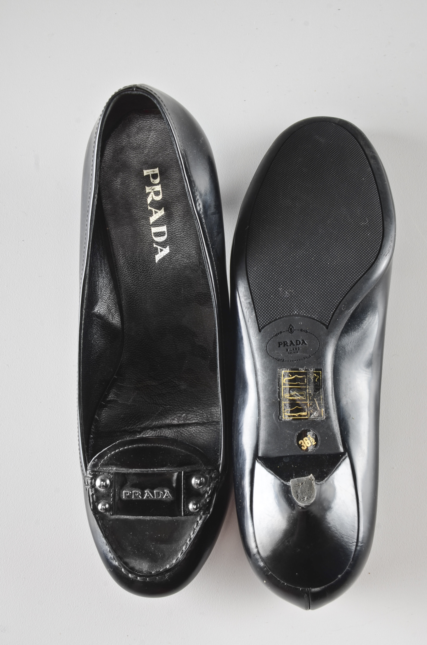 Prada Patent Leather Kitten Heel Loafers