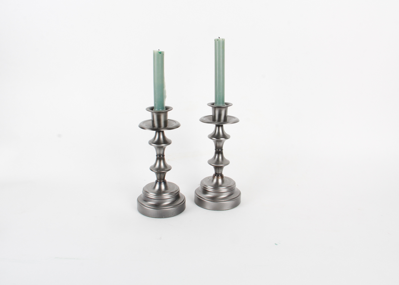 Pair of Silver-Tone Candlesticks