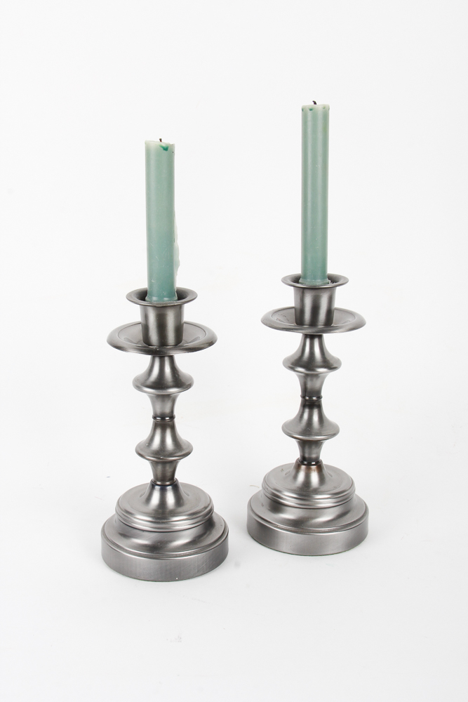 Pair of Silver-Tone Candlesticks