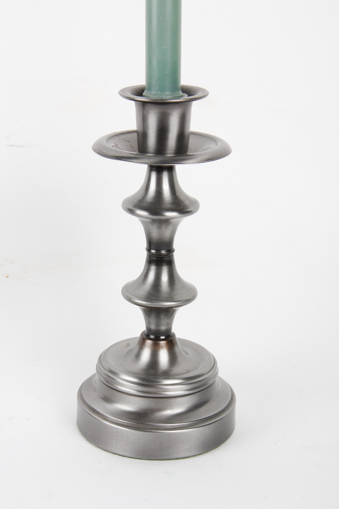 Pair of Silver-Tone Candlesticks