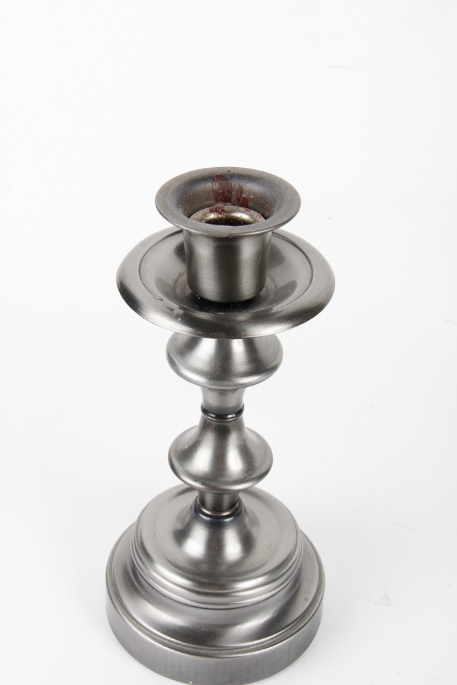 Pair of Silver-Tone Candlesticks