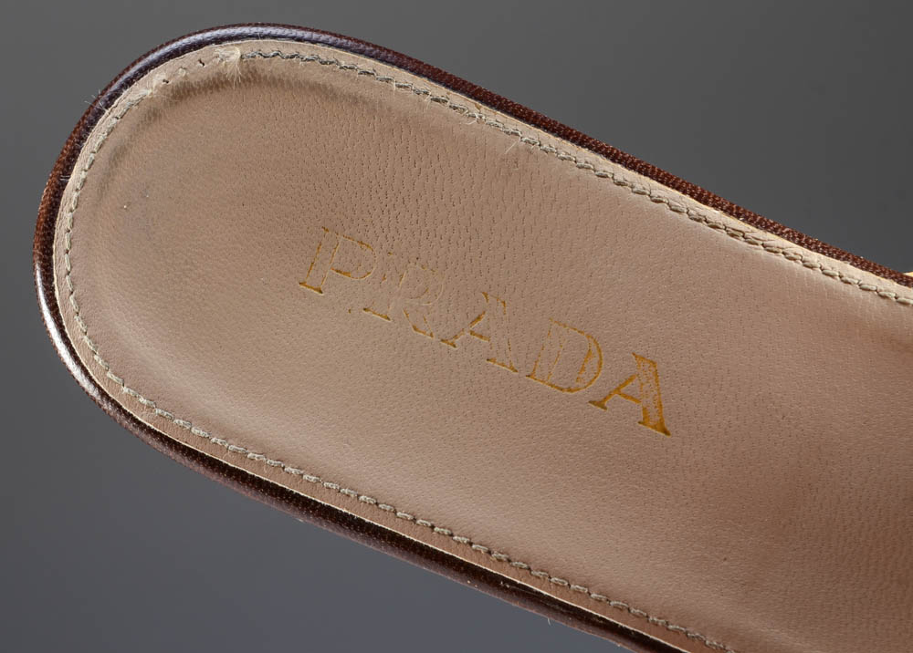 Prada Designer Straw and Leather Espadrille Wedges