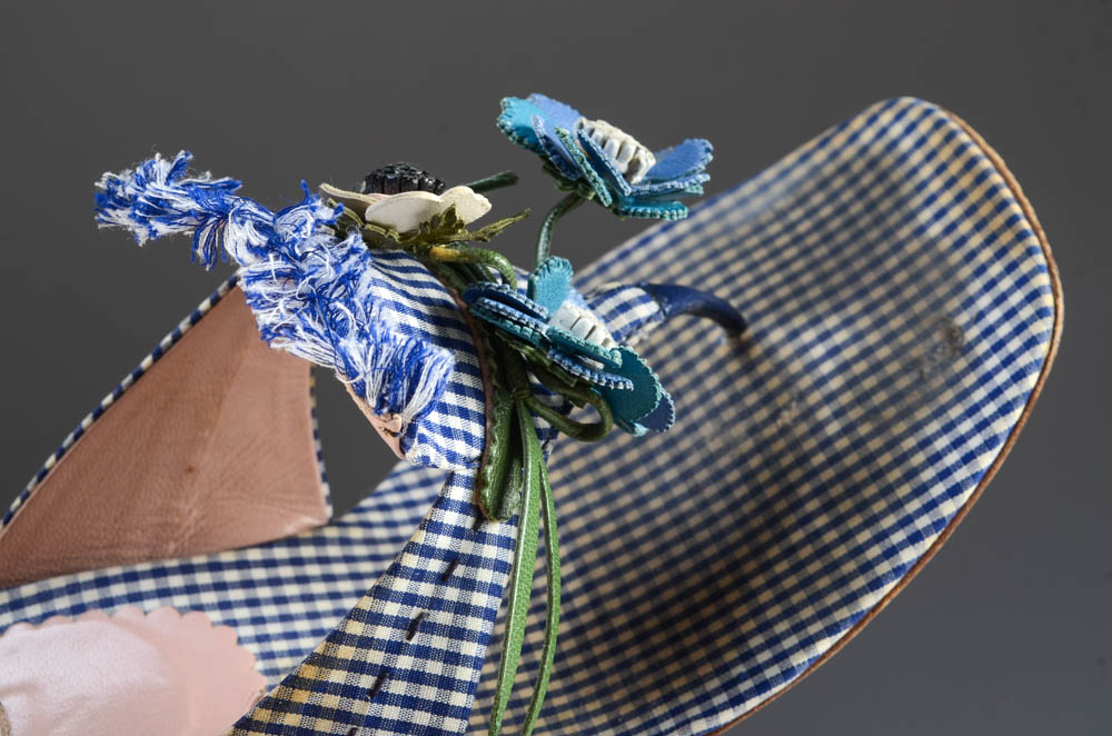 Prada Gingham High Heeled Thong Sandals