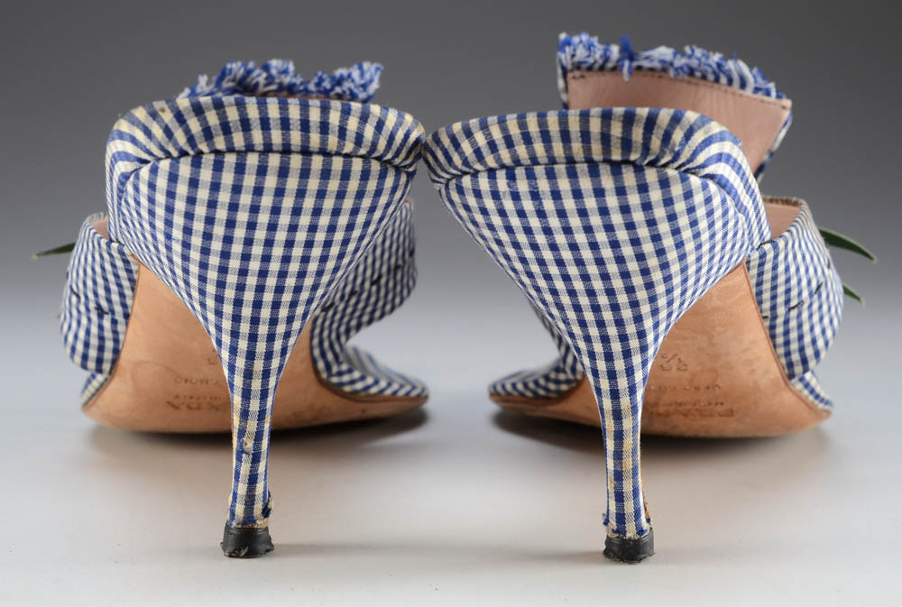 Prada Gingham High Heeled Thong Sandals