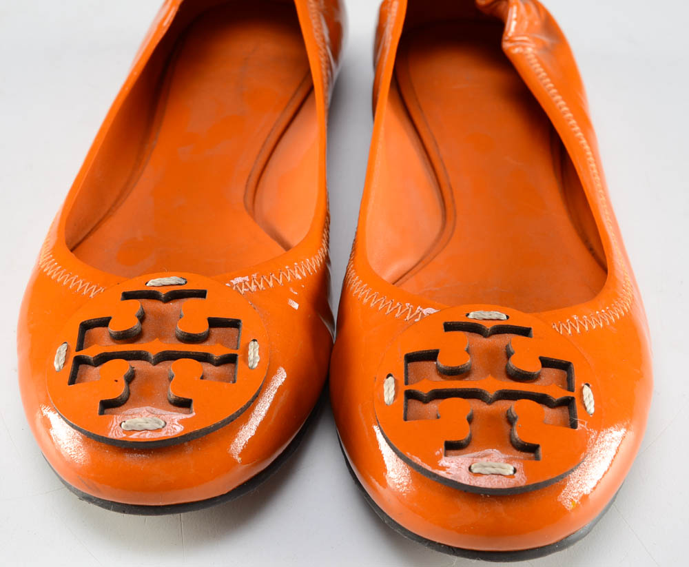 Tory Burch Orange Patent Leather Flats
