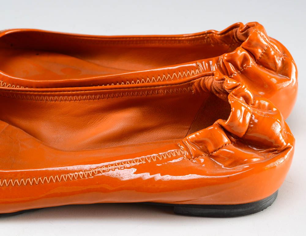 Tory Burch Orange Patent Leather Flats