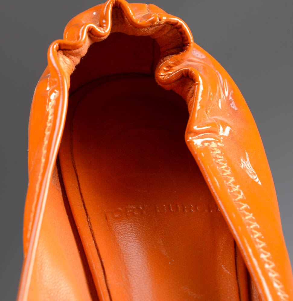 Tory Burch Orange Patent Leather Flats